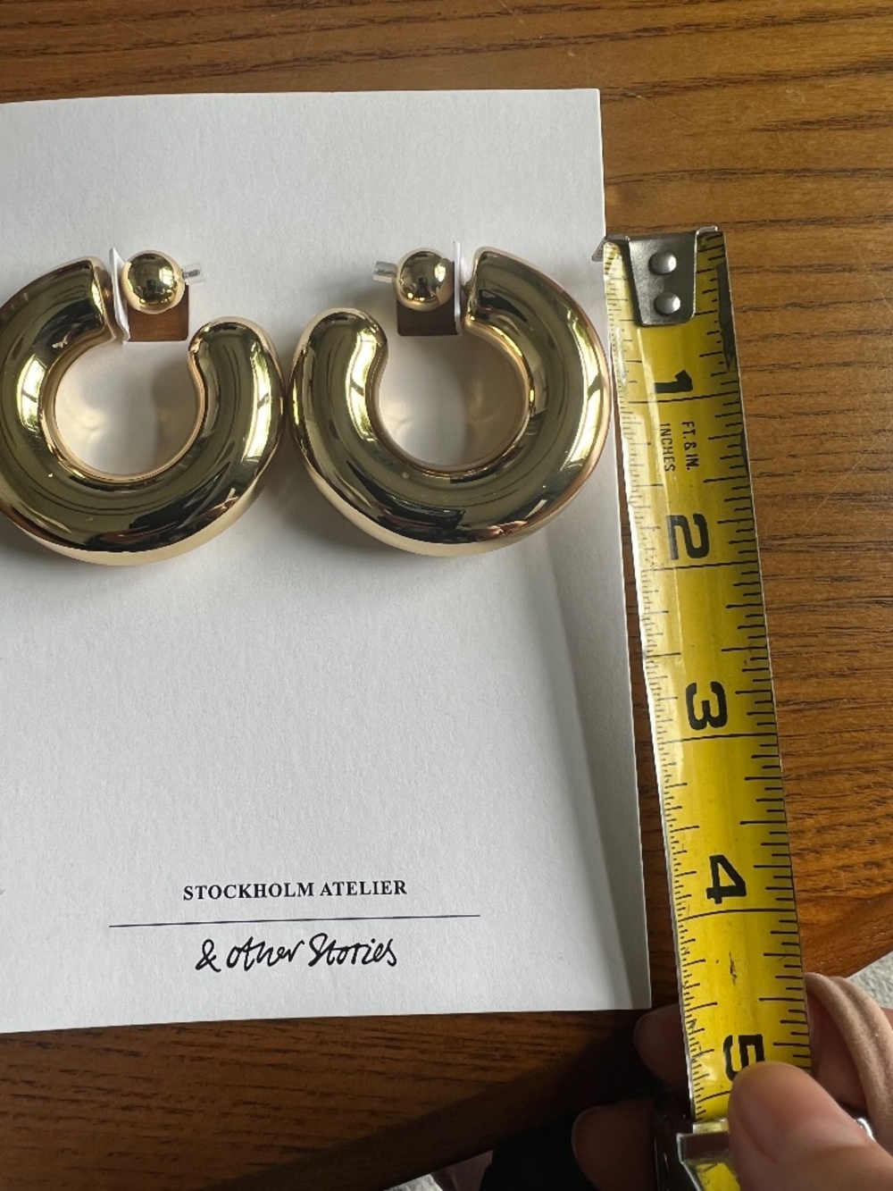 Chunky Gold Tube Hoop Earrings - 1.5" | & Other Stories | NWT - Picture 3 of 5